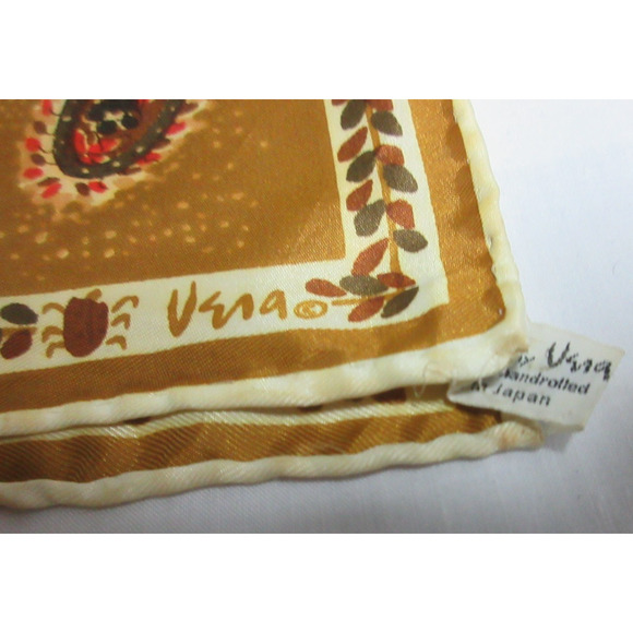 Vintage Vera Neumann Scarf 26” Square Brown Paisley Signed 100% Acetate Japan - Picture 3 of 6